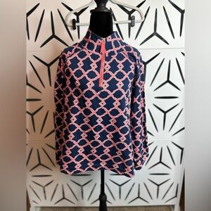 Mud Pie Navy & Pink ¼ Zip Pullover Size M